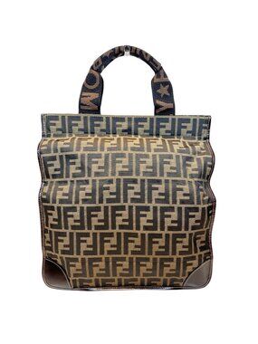Fendi Zucca Folding Tote Bag Canvas Leather